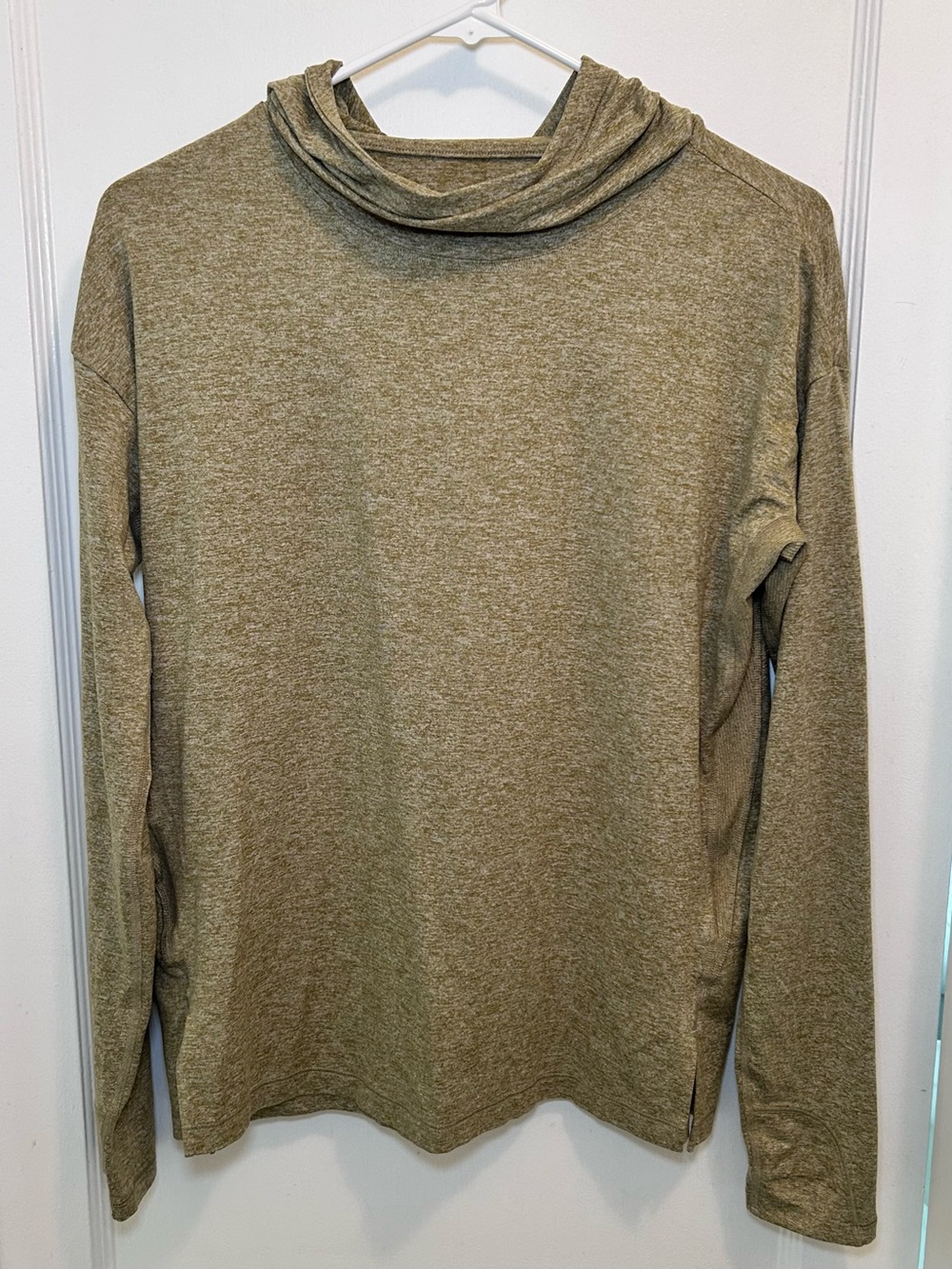 Athleta Uptempo II Green Heathered Pullover Hoodie Cowl Neck Sweatshirt Womens S